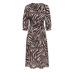 Only Leva Dress15249831 Brown Zebra Belted Shirtdress Size‎ Large Midi